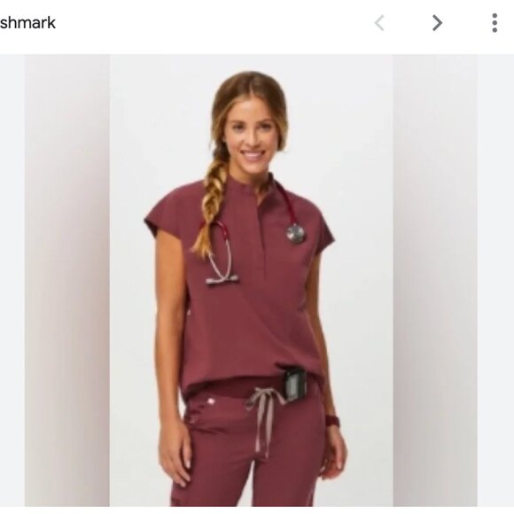 FIGS Dark Cherry Rafaela Scrub Top - Picture 1 of 8